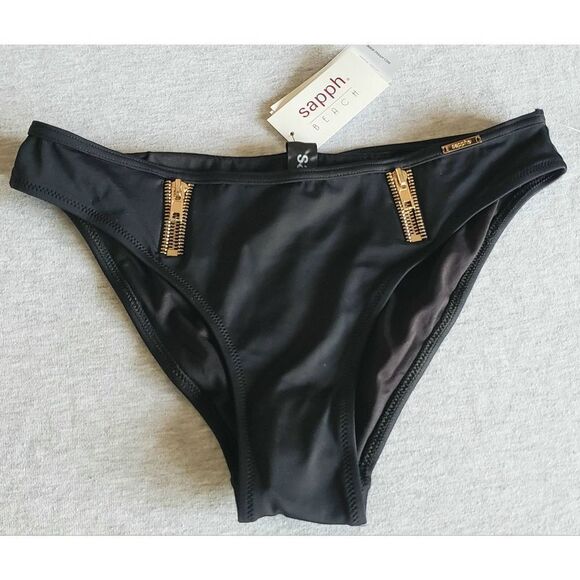 SAPPH PARADISO BEACH HIGH WAISTED BRIEF BLACK S - Picture 1 of 9